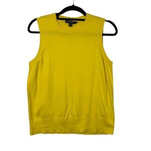 Brooks Brothers Supima Cotton Yellow Sleeveless Sweater Top Crew Neck Medium